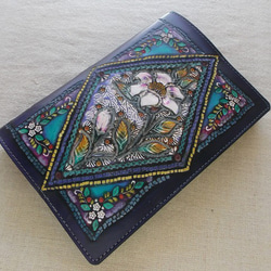 レザークラフト長財布 刻印＆拭き染め 花柄 長財布 8Peaks 通販