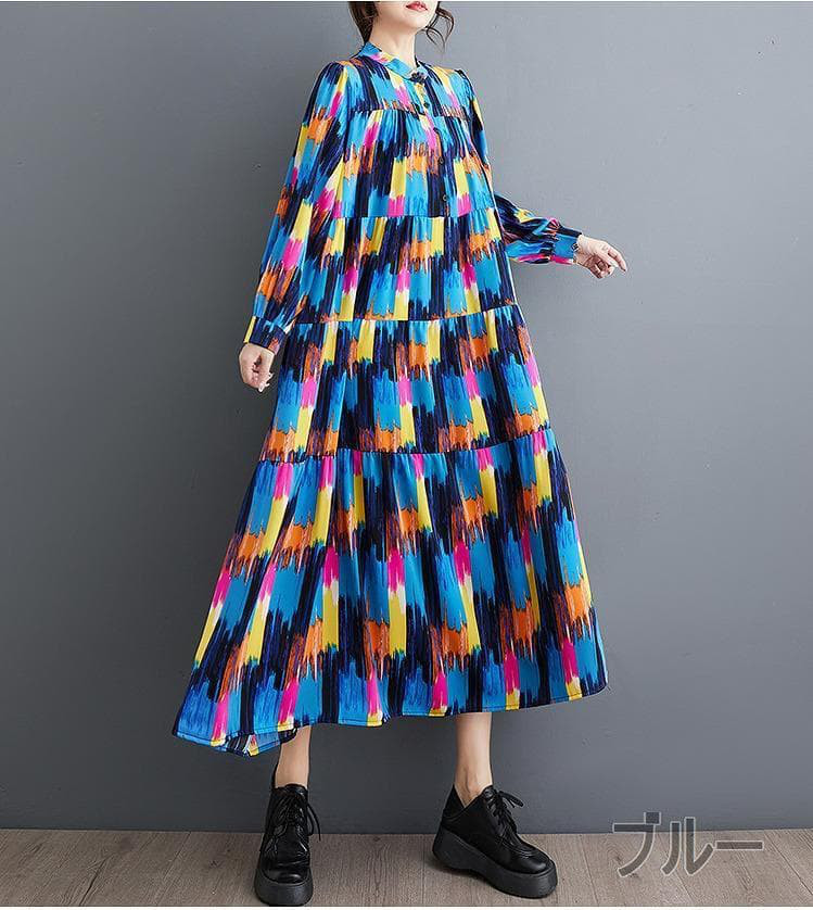 大きいサイズ レディース ロング　ワンピース　春夏 秋 新品 長袖
