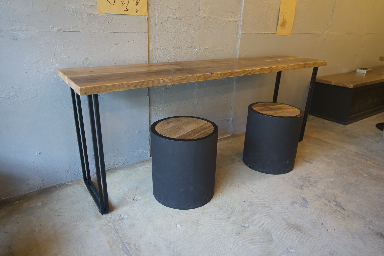 【長テーブル】足場　古材　カフェテーブル　アイアン　リモートワーク　在宅　ワークデスクテーブル　おしゃれ　家具　リビング