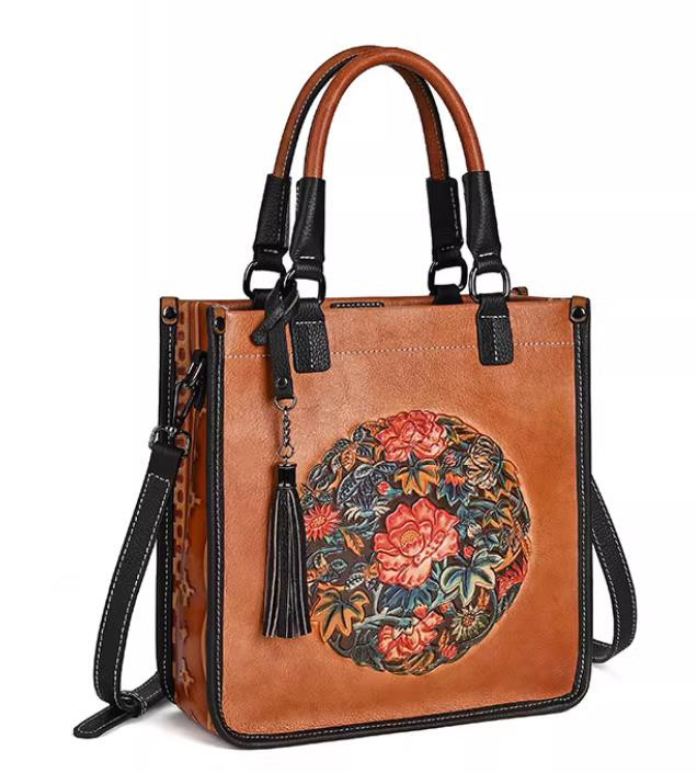 手作りDIY本革のマイクロトートバッグ 女性向けレトロ本革バッグ シンプルなショルダーやハンドバッグ 女性用