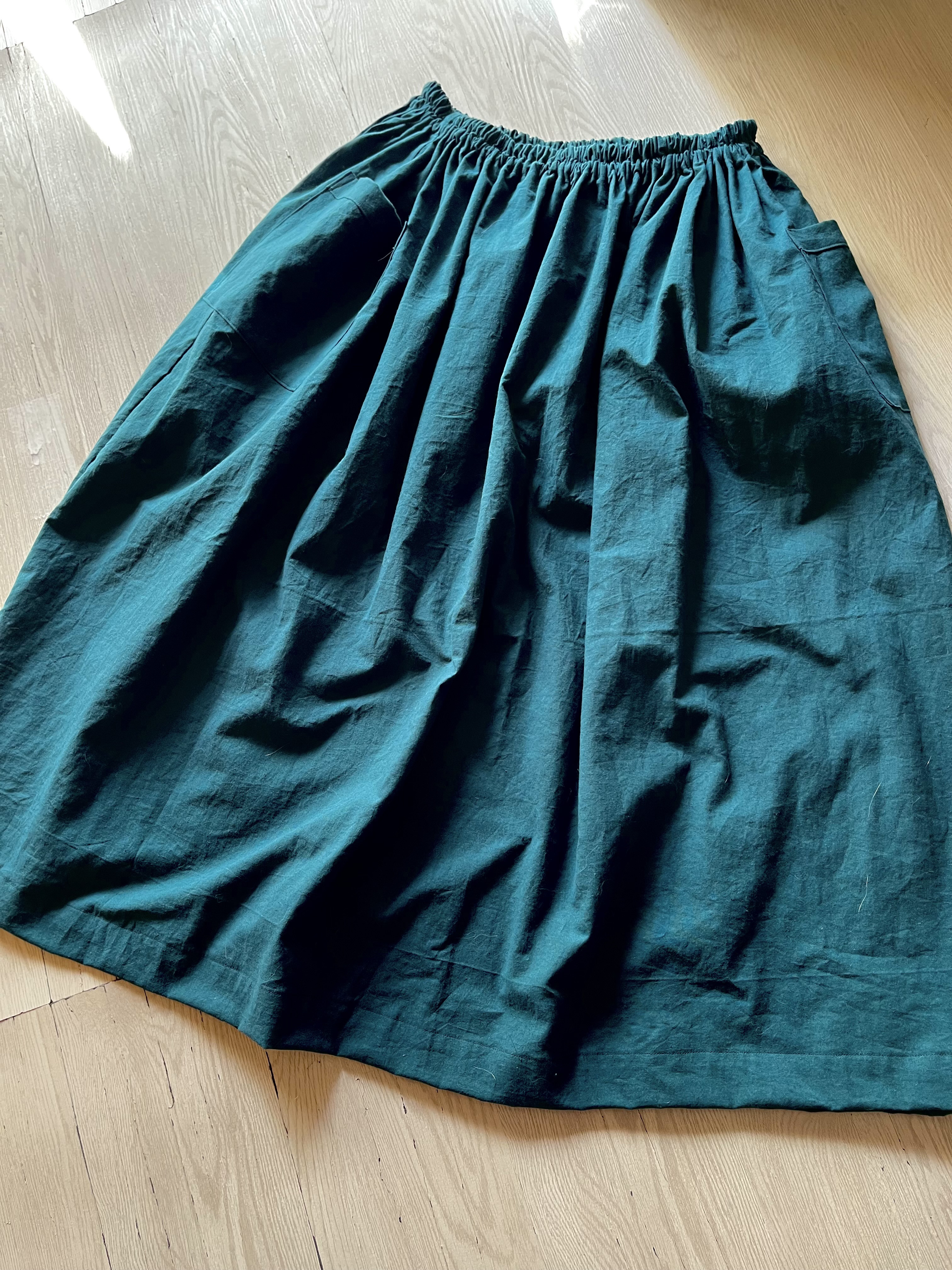 たっぷりギャザーのロングスカート☆ブルーグリーン