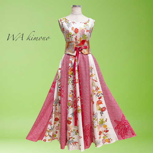 3240 着物 リメイク ドレス ワンピース 3240 着物 リメイク ドレス