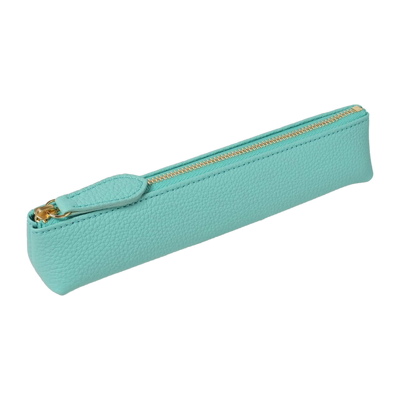 牛革 スリム ペンケース 【訳あり】 ショルダー部位使用 ドイツシュリンク 本革 筆箱 ミントブルー