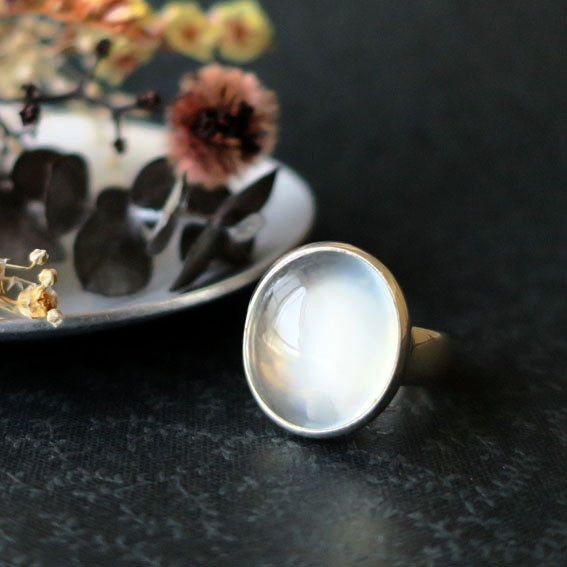 ムーンストーン キャッツアイ【猫目石】リング 満月 乳白色 猫の日2026 ６月誕生石 天然石ジュエリー
