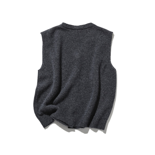 大人の上質スタイル ウール Vネックベスト ウール100％ ダークグレー