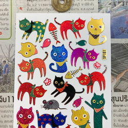 キラキラシール/ねこ7種類 ネコ 猫 Cat ☆T24-1-248 その他素材 雑貨屋