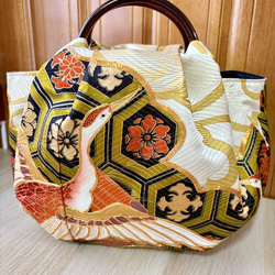 着物帯リメイク まんまる可愛い手提げバッグ トートバッグ 桜桃 通販