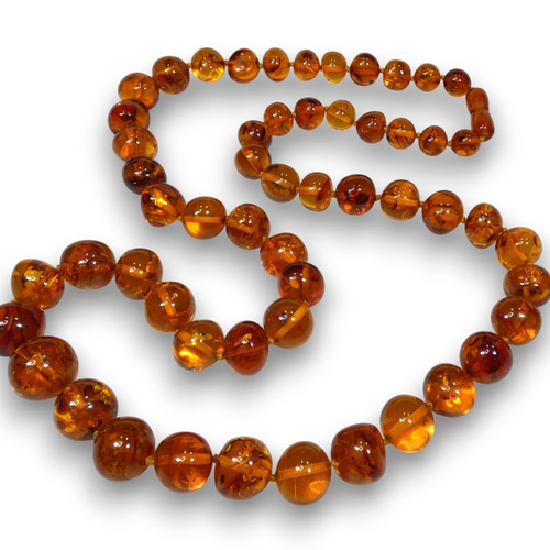 琥珀ネックレス 超ボリュームグラデーションロング約10～16mm / 約80cm