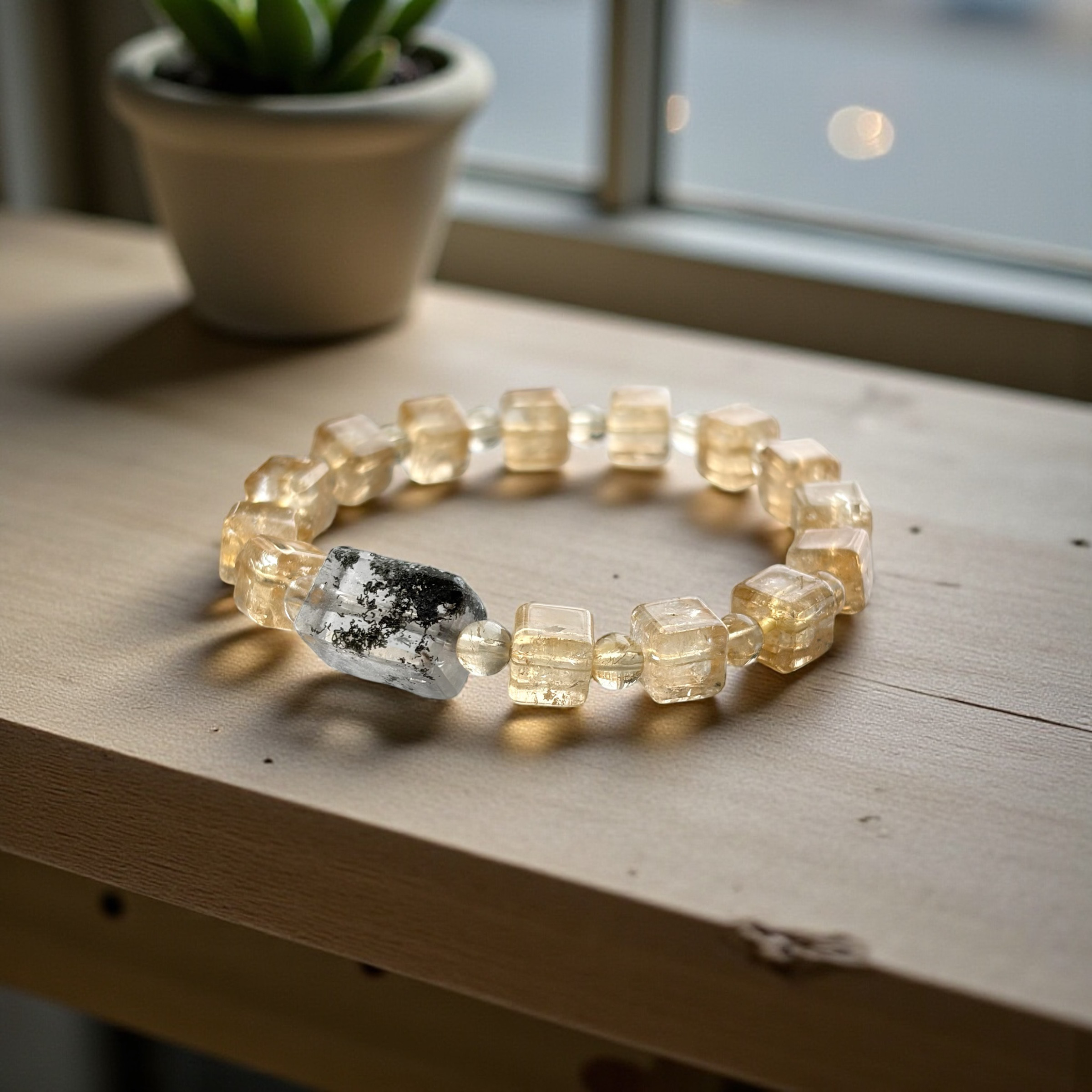 ガネッシュヒマール産水晶&シトリンブレスレット