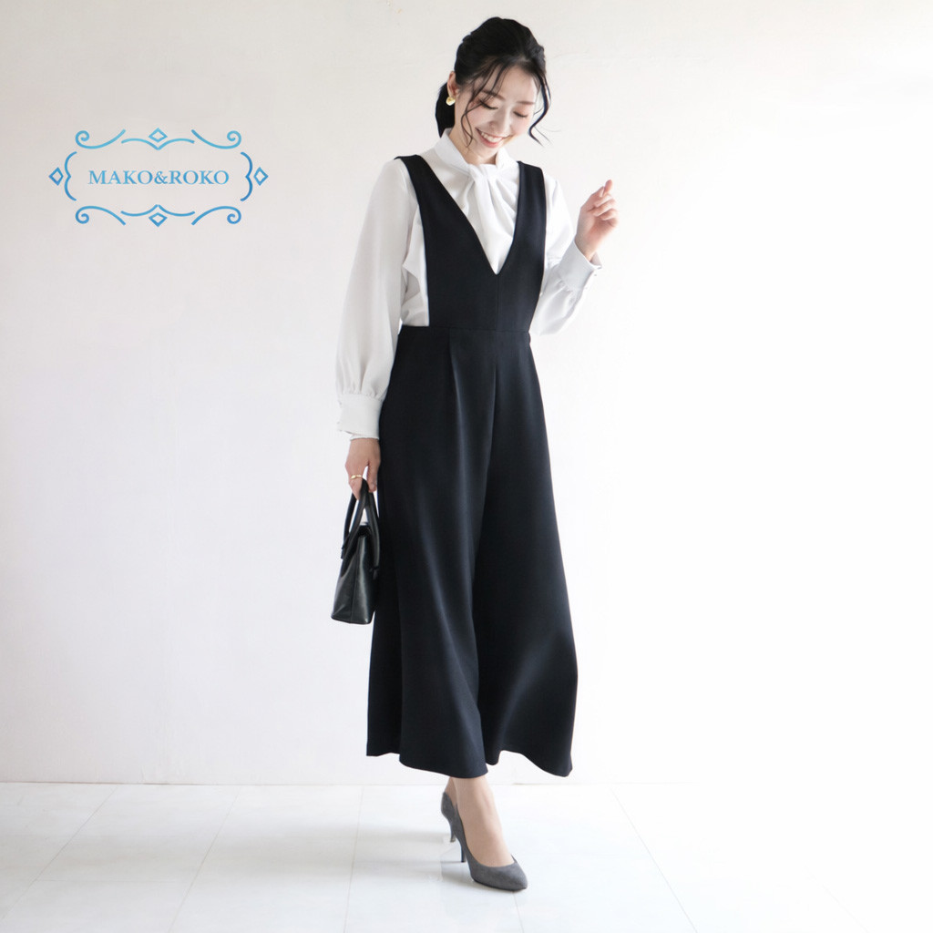 スタイルUP叶う【黒フォーマル・ストレッチ】オンもオフも頼れる大人のサロペット♡