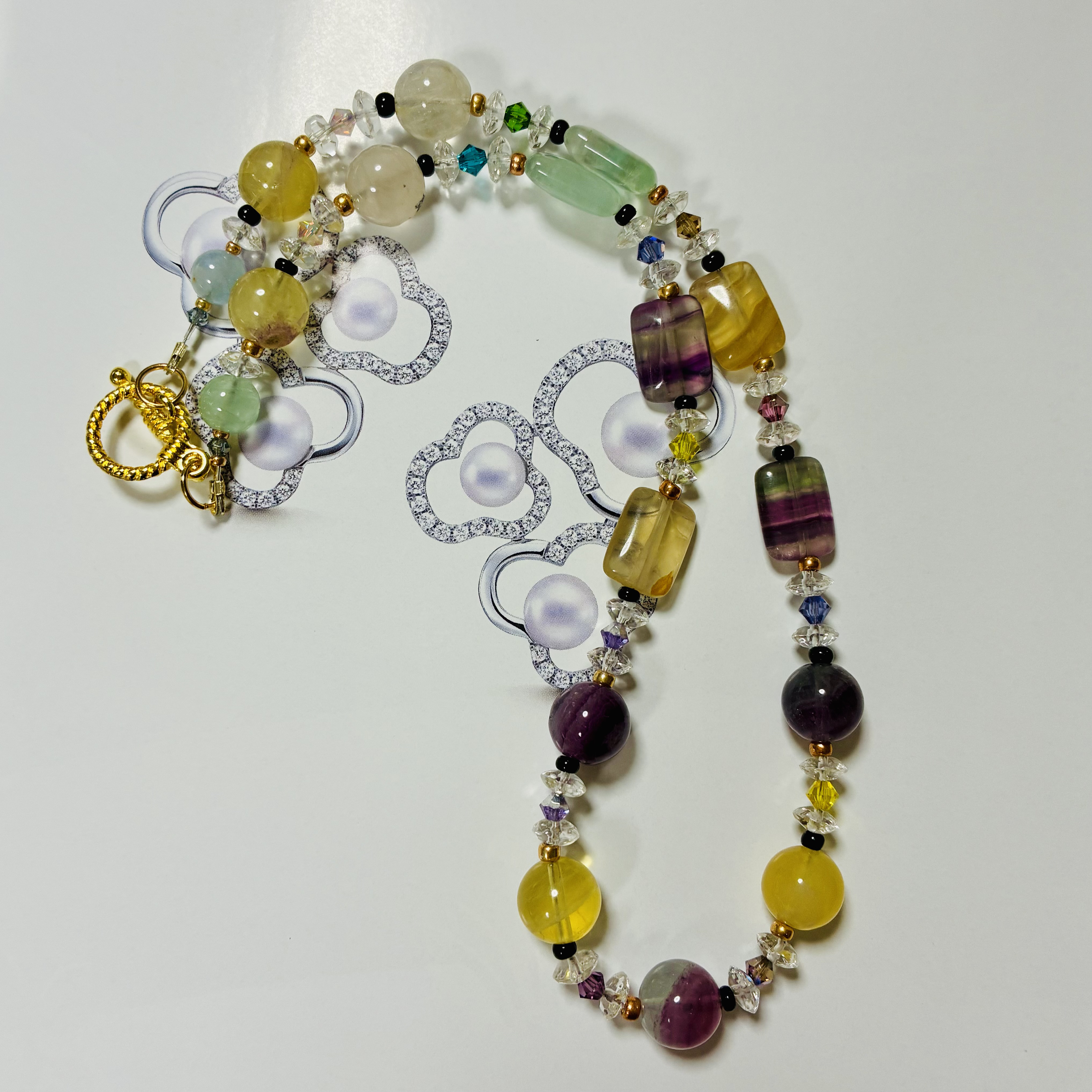 フローライトと水晶の爽やかスッキリ可愛らしいネックレス