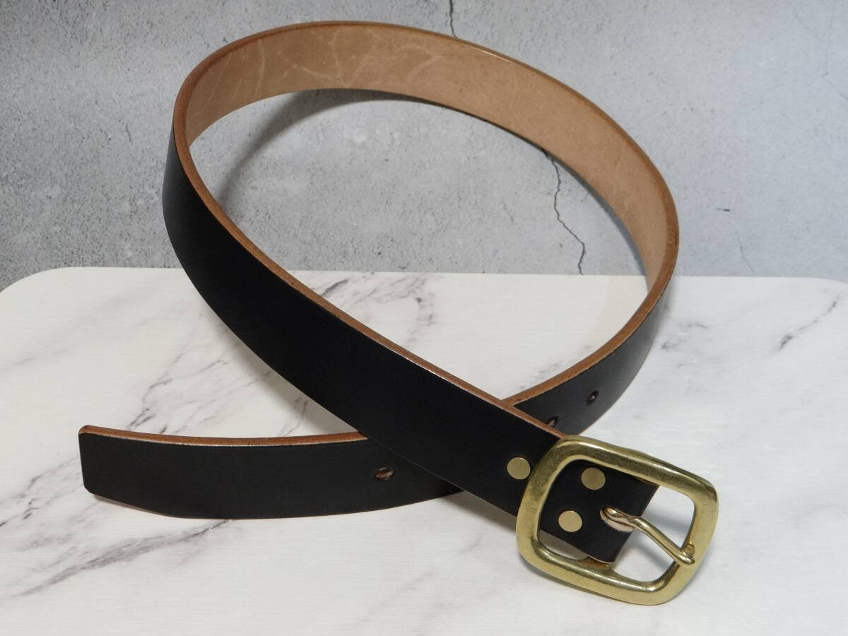 (数量限定) 超超極厚ベルト8ミリ厚ヌメ革ブラック茶芯ベルトG3バックル