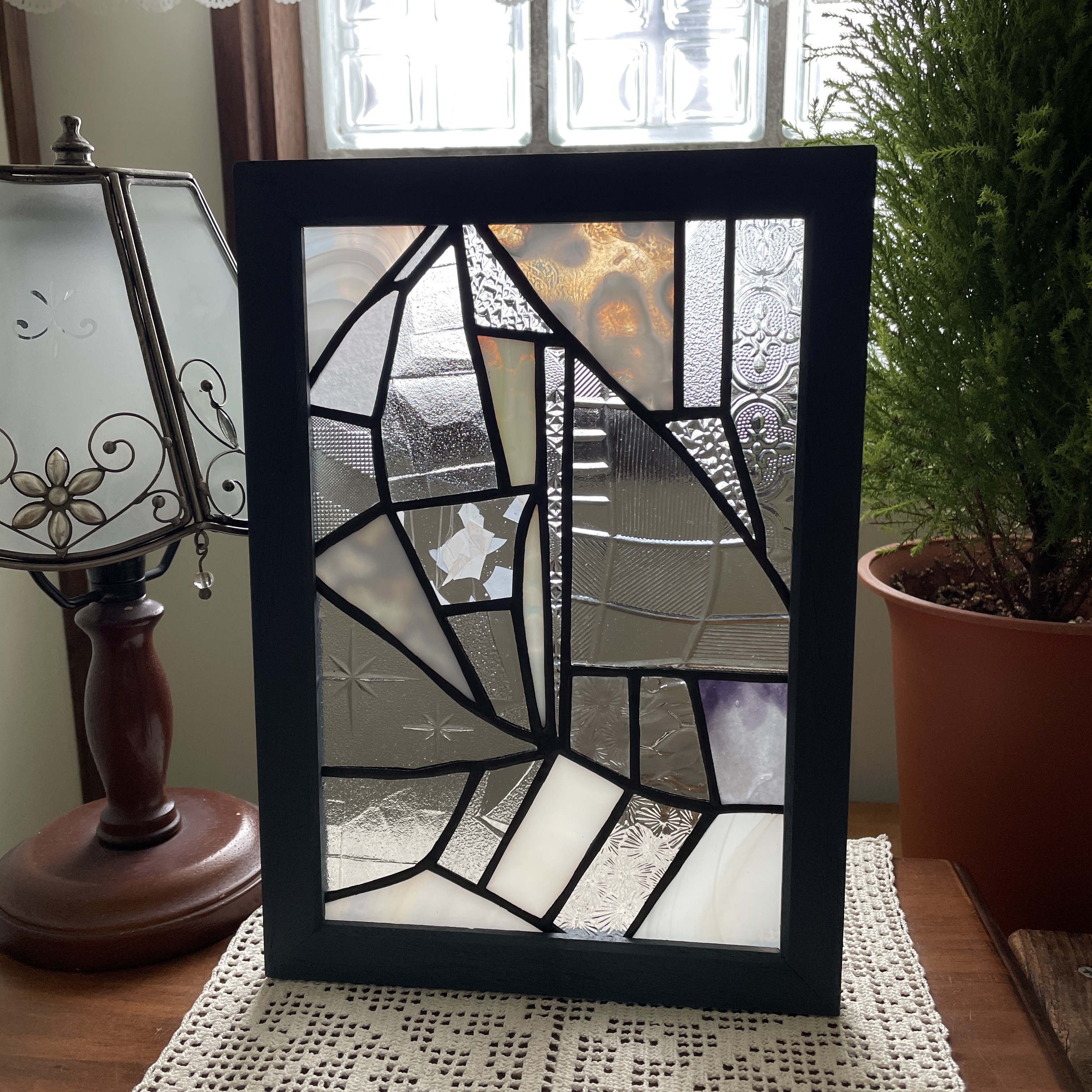 ステンドグラス　パネル　モザイクアート　冬模様