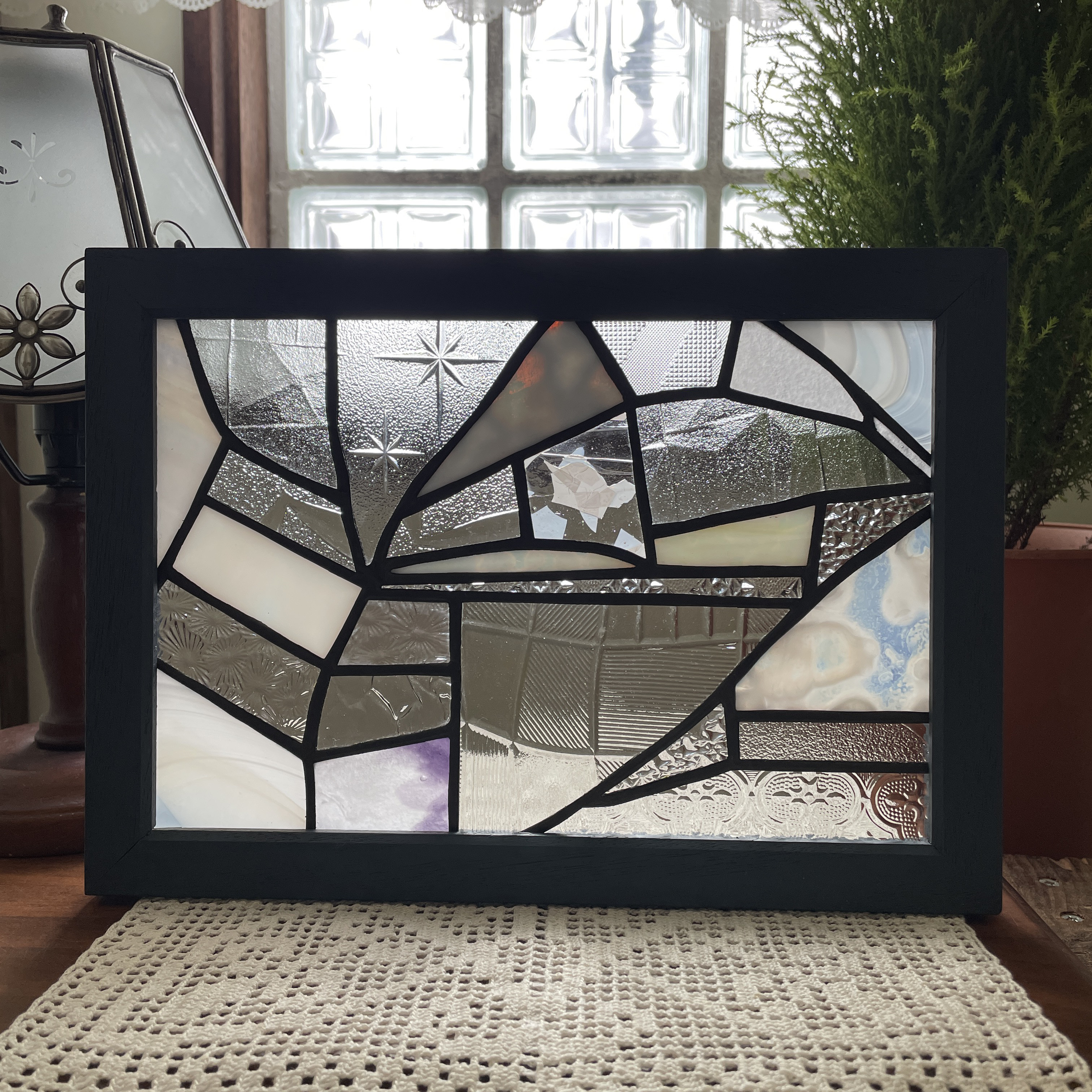 ステンドグラス　パネル　モザイクアート　冬模様