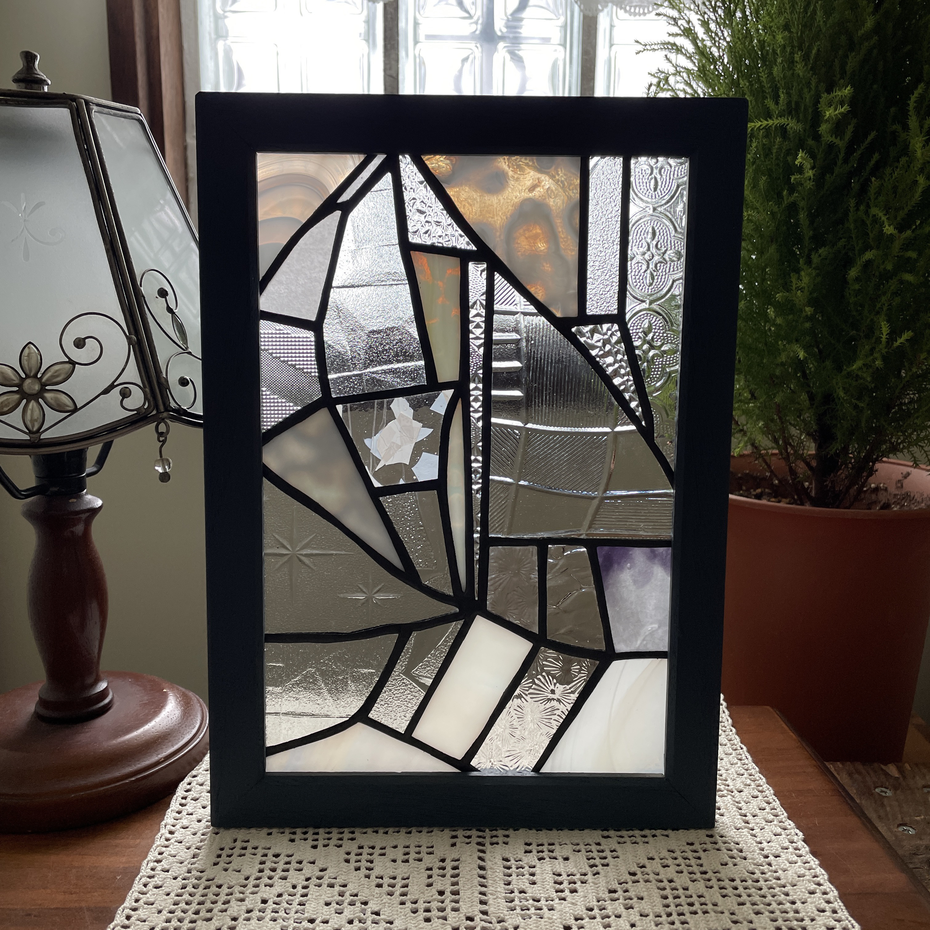 ステンドグラス　パネル　モザイクアート　冬模様