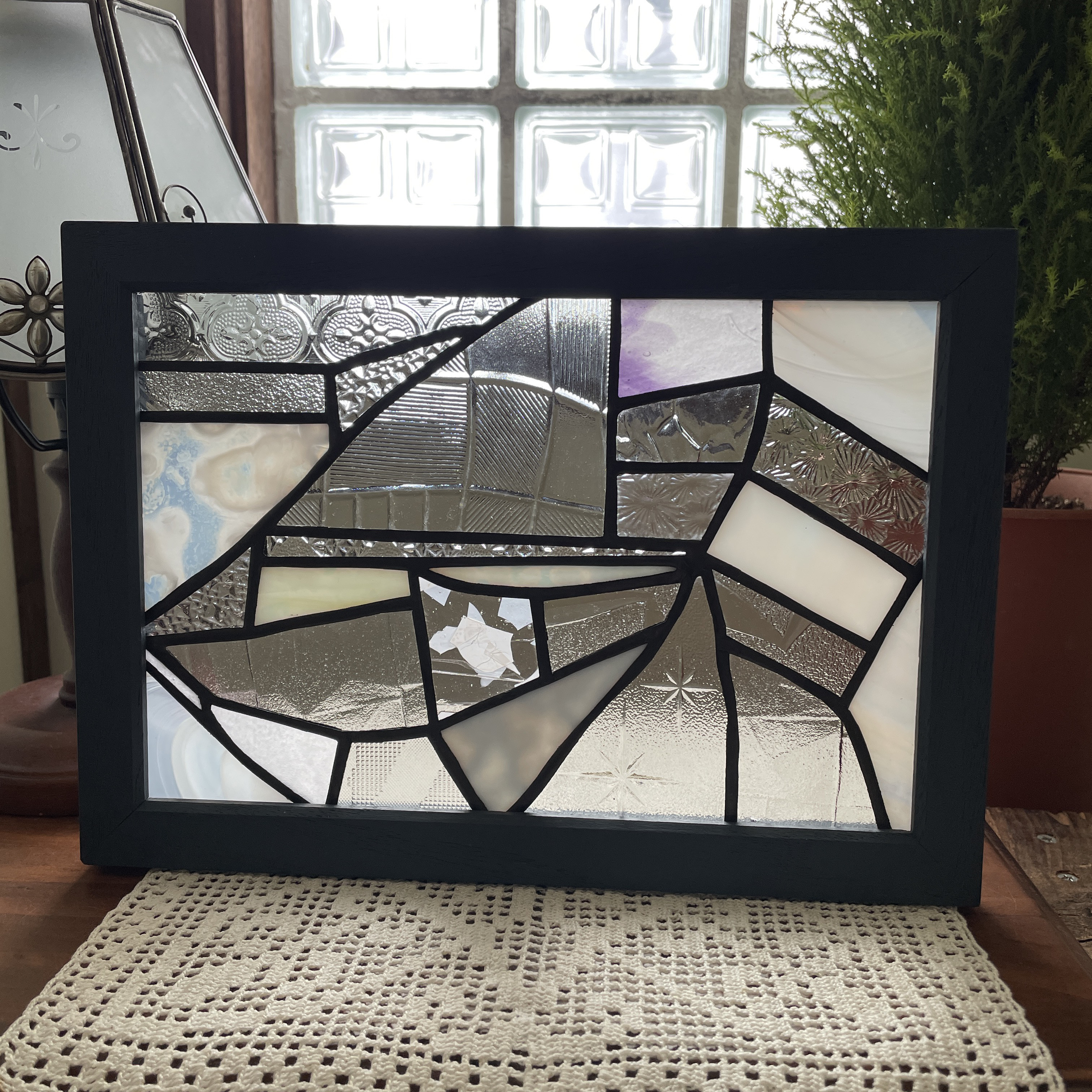 ステンドグラス　パネル　モザイクアート　冬模様