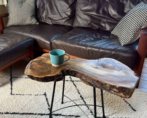 天然木 樫の木 アイアン サイドテーブル センターテーブル コーヒー