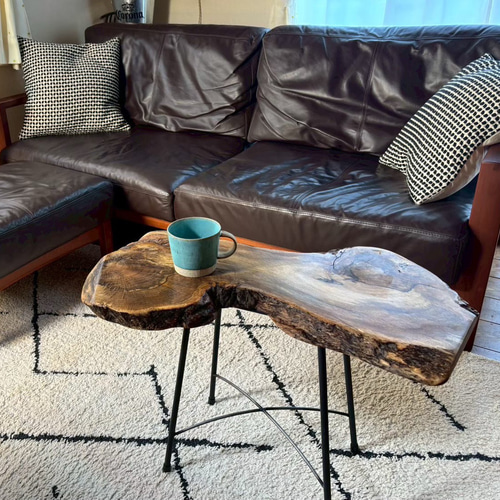 天然木　一枚板　サイドテーブル　コーヒーテーブル　アイアン 天然木 樫の木 アイアン サイドテーブル センターテーブル コーヒー