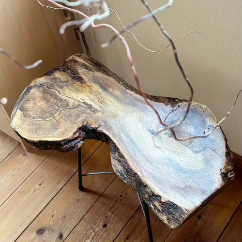 天然木 樫の木 アイアン サイドテーブル センターテーブル コーヒー