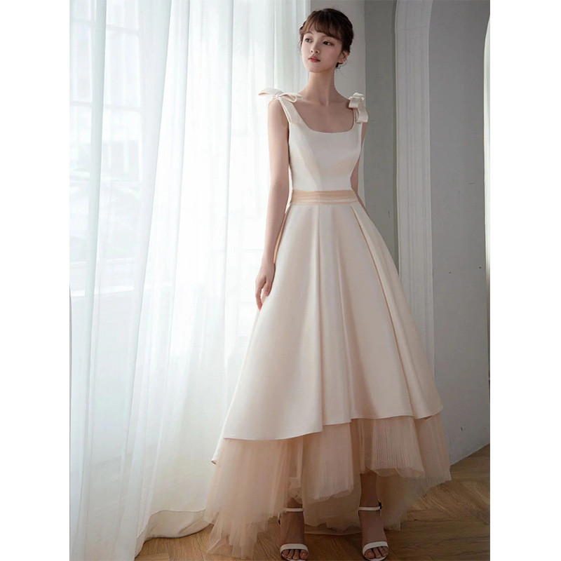 高級感 パーティードレス 白 黒 ノースリーブ リボン シンプル 成人式 誕生日 二次会 前撮り お呼ばれ AK860