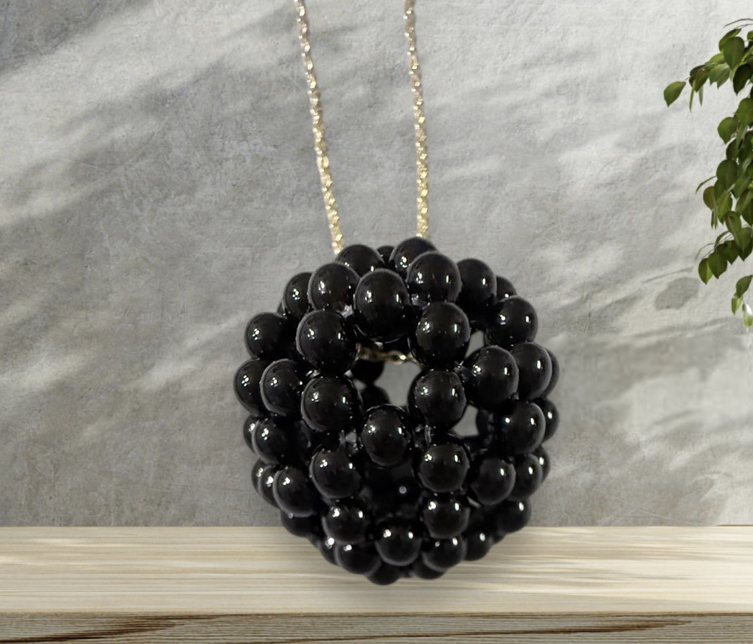 神聖幾何学 フラーレン ネックレス オニキス 4mm