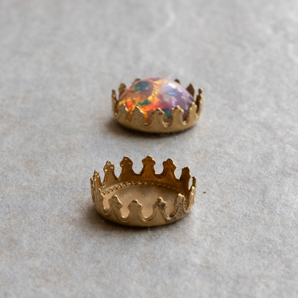 ラウンドクラウンセッティング13ミリ、真鍮製の石座、カンなし（6コ