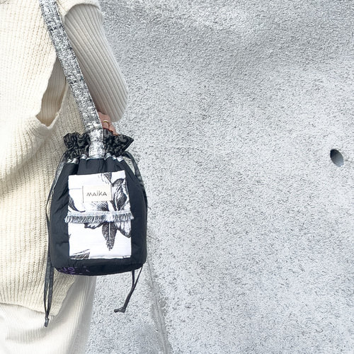 日本製.1点物】世界に1つの巾着BAG 2way リバーシブル アート バック