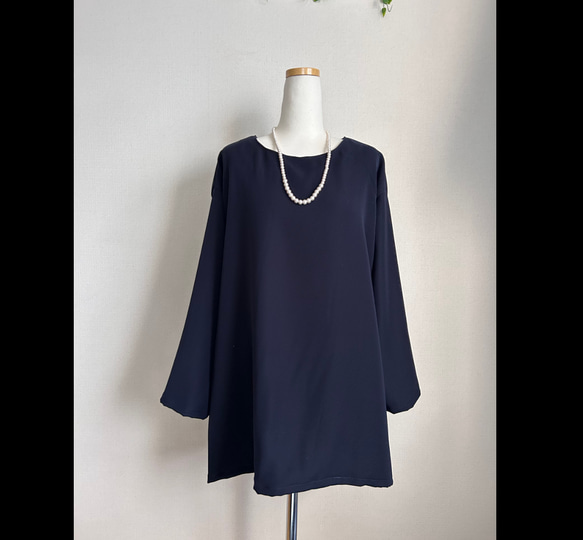 さらっとしっとりネイビーフォーマル長袖チュニック チュニック Kym