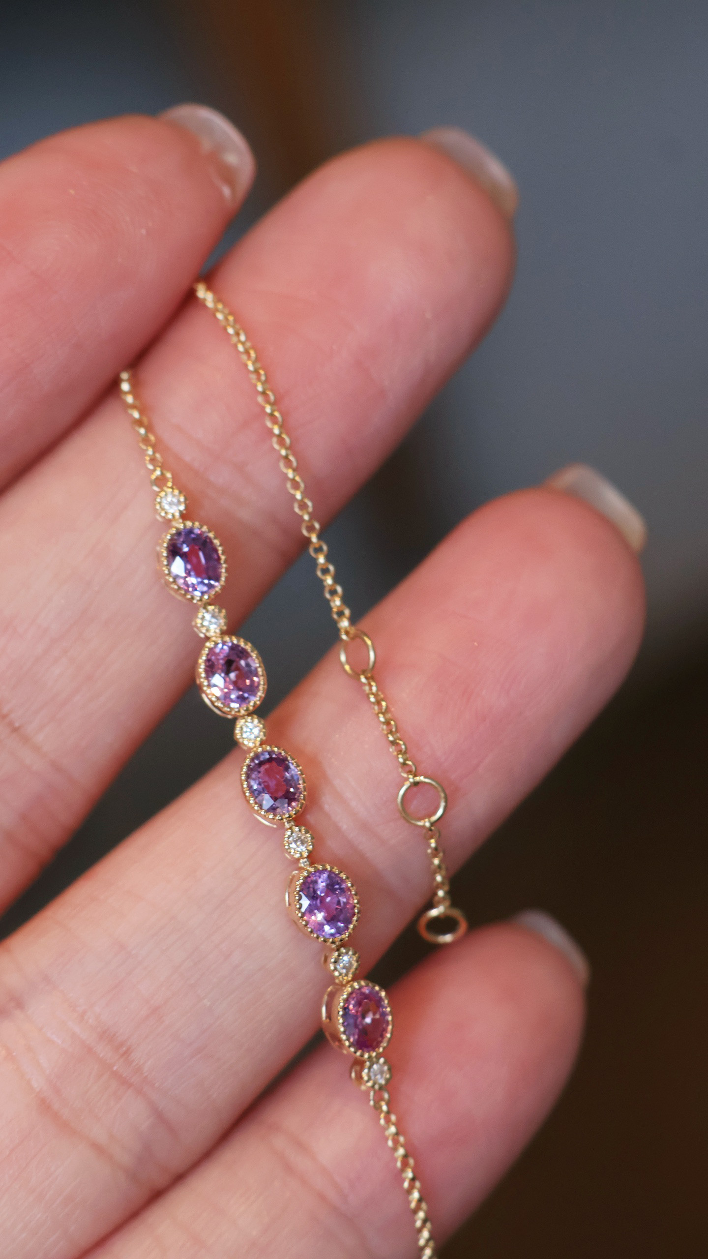 パープルサファイアブレスレットk18 3402