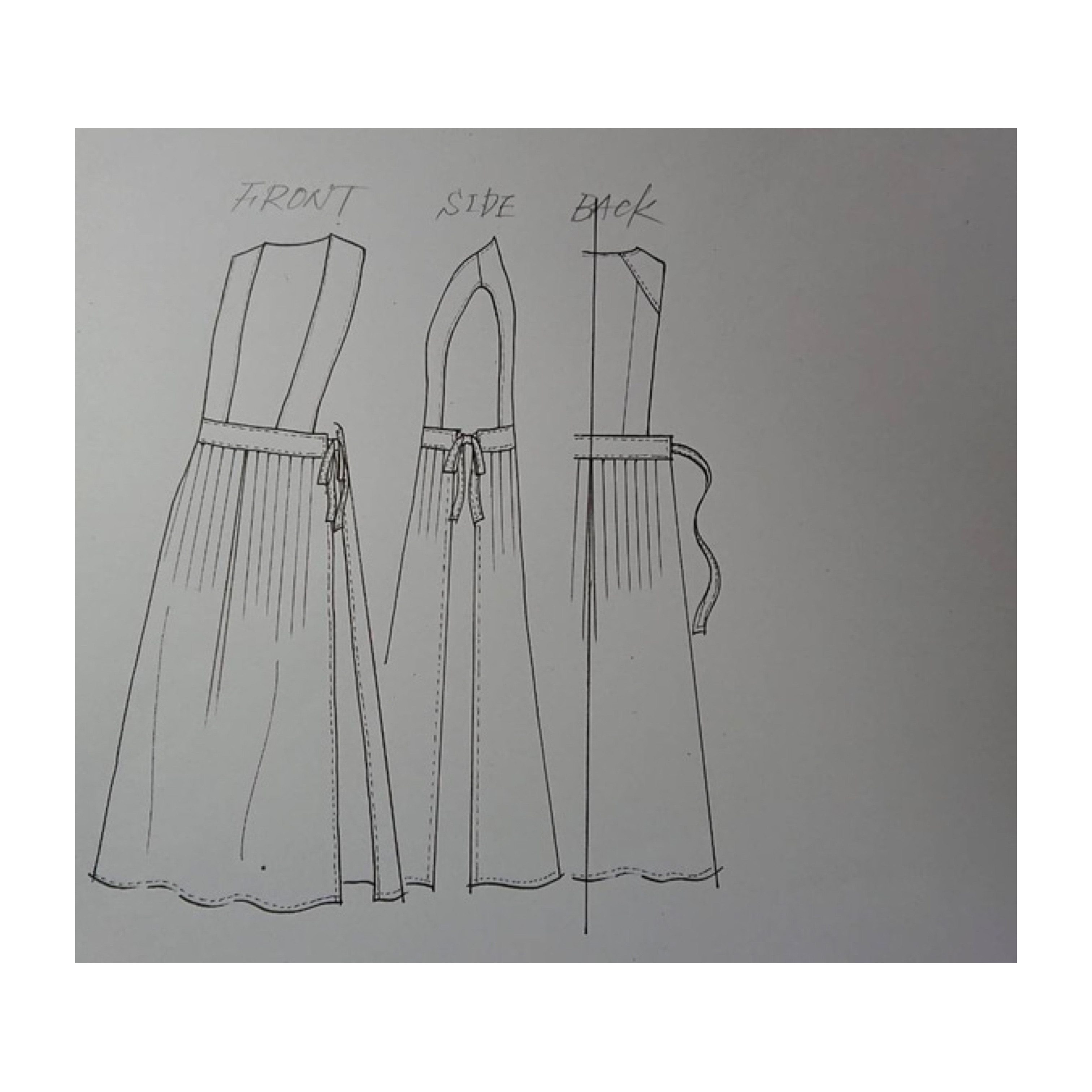 前後2wayデニムジャンパースカート／岡山児島6オンスデニムサイドリボンデザインエプロンワンピース／オフホワイト