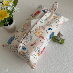 エコティッシュカバー☆マスクストッカー♪ハッピーにゃんこ♪4カラー 1枚目の画像