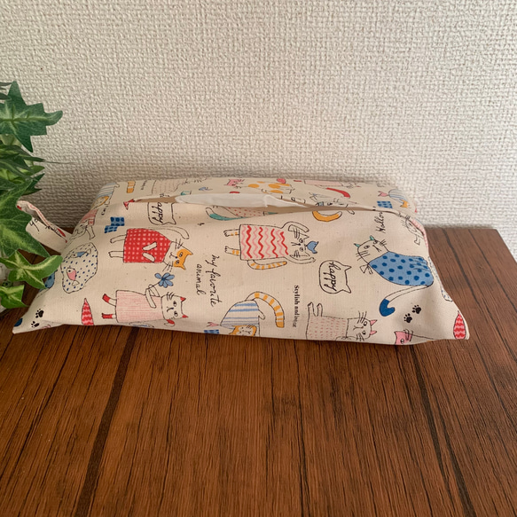 エコティッシュカバー☆マスクストッカー♪ハッピーにゃんこ♪4カラー 5枚目の画像