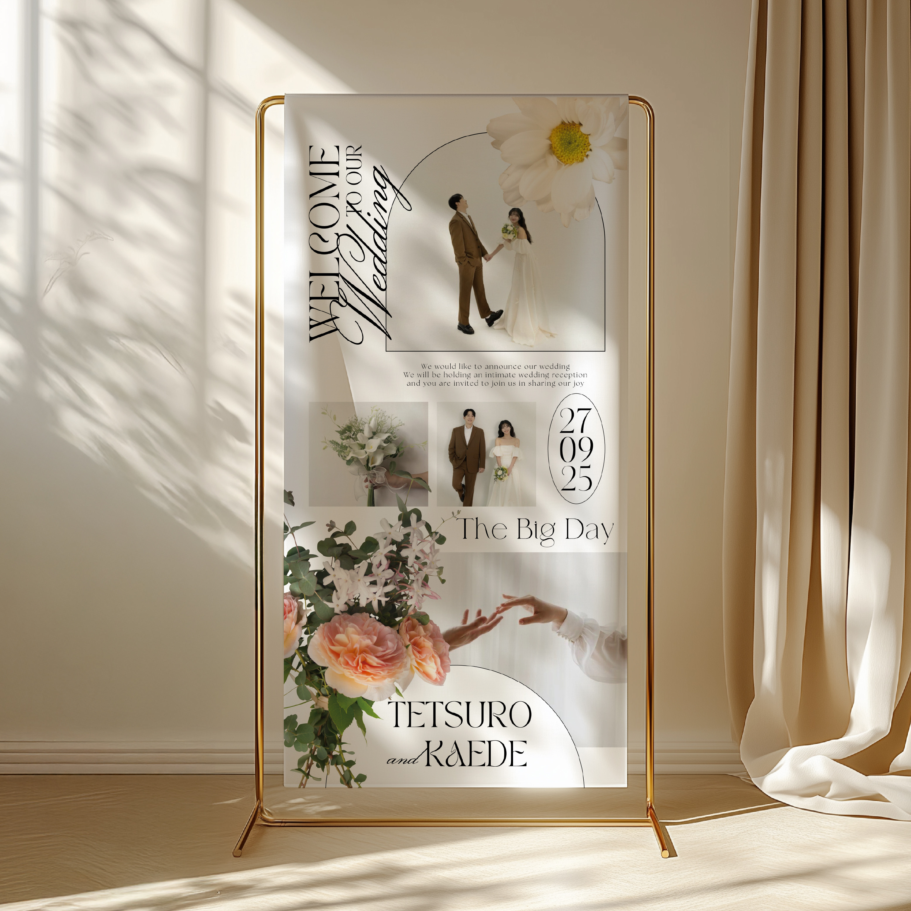 ウェディング タペストリー｜選べるデザイン3種｜お花｜結婚式