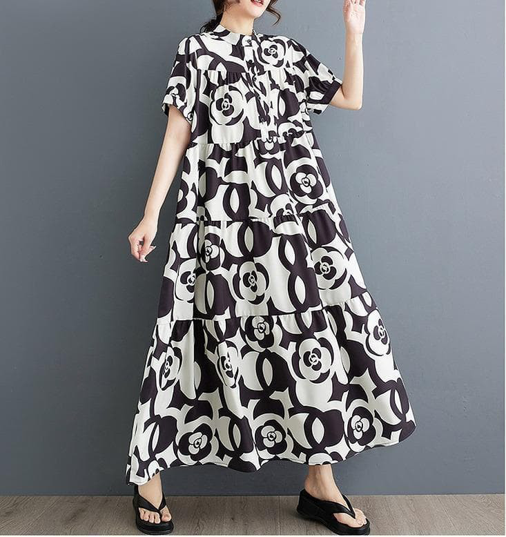 【ラス１】大きいサイズ レディース ロング　ワンピース　春夏 秋 即　新品 半袖