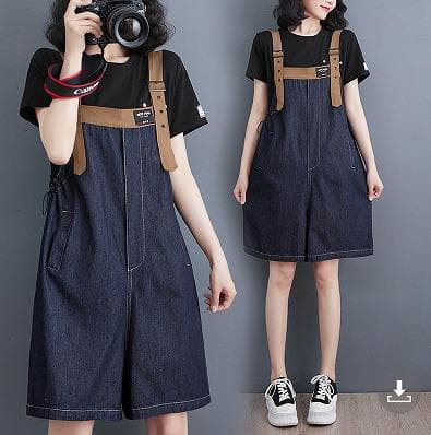 大きいサイズ サロペット　ショート　ハーフ　パンツ　レディース 新品 デニム