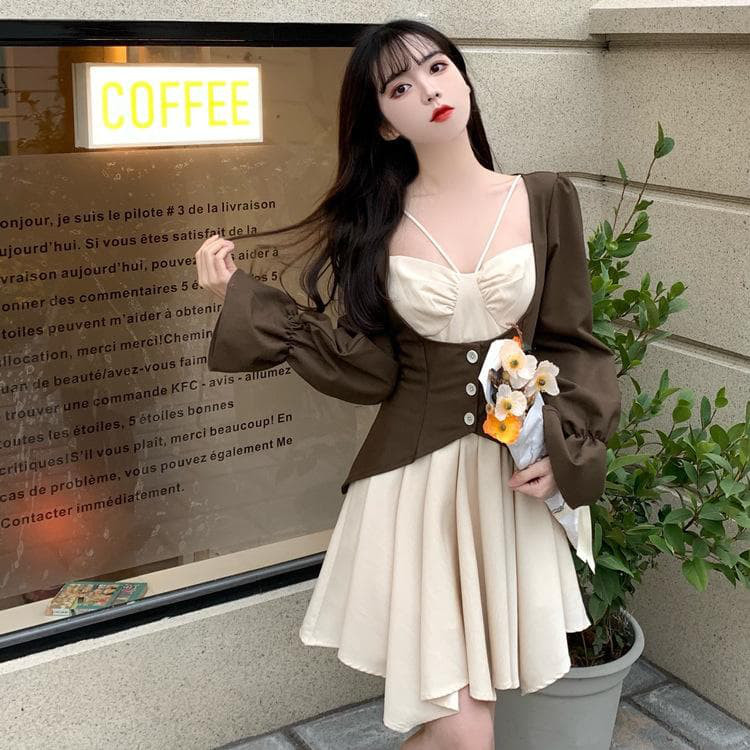 大きいサイズ 原宿　ワンピース　重ね着　レディース 秋冬　春 新品 長袖