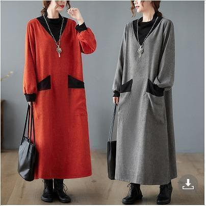 大きいサイズ レディース 秋　冬 ロング　ワンピース　新品 長袖　春 レッド