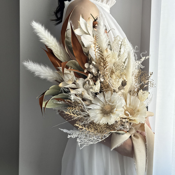 前撮り ウェディングブーケ ドライフラワー｜ロケーションフォト