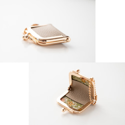 がま口 チャーム 【 シュリンクレザー 】 名入れ 本革 ウィリアムモリス 小物入れ 贈り物 プチギフト HW57K 13枚目の画像