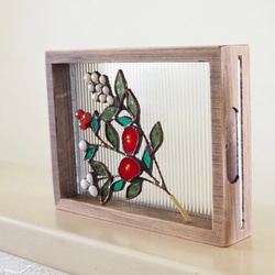 レトロなステンドグラスの冬パネル 3枚目の画像