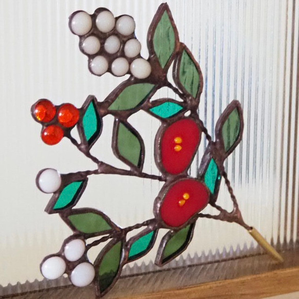 レトロなステンドグラスの冬パネル 6枚目の画像