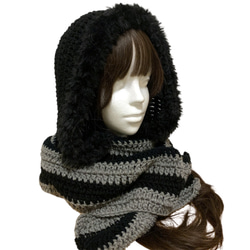 ボンネット バラクラバ ニット帽 y2kフード帽 ハンドメイド 現品限り