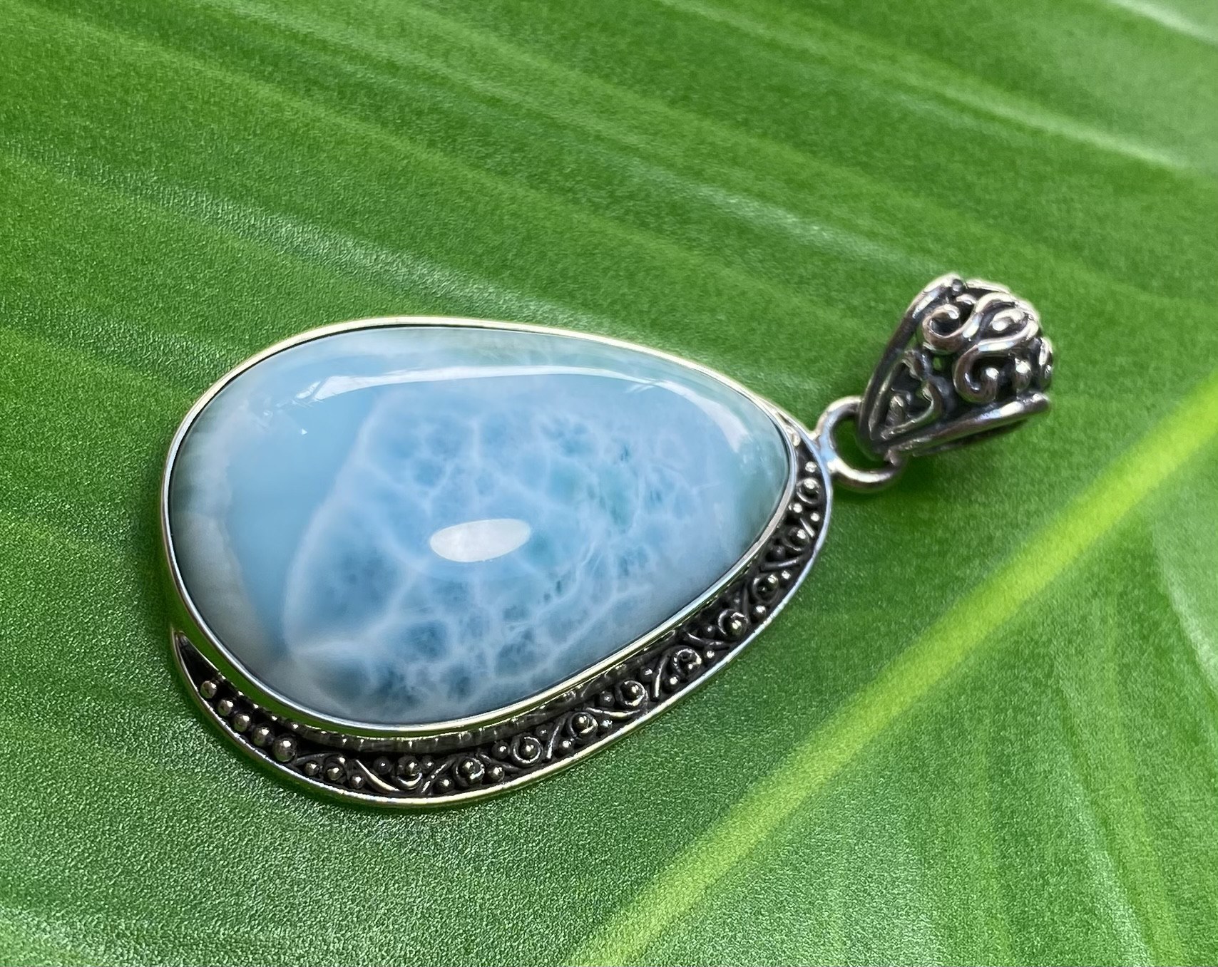 【ドミニカ共和国産ラリマー】オリジナルデザイン★ペンダントトップ（２６ーB）