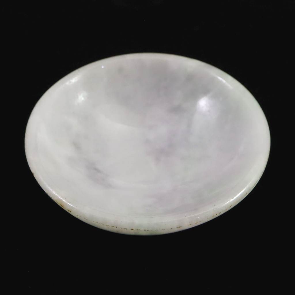 ミャンマー産 ホワイト翡翠 ヒスイ 52mm小皿 36.8g #25945