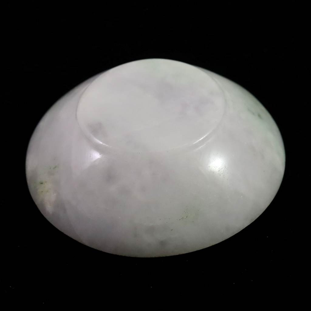 ミャンマー産 ホワイト翡翠 ヒスイ 52mm小皿 36.8g #25945