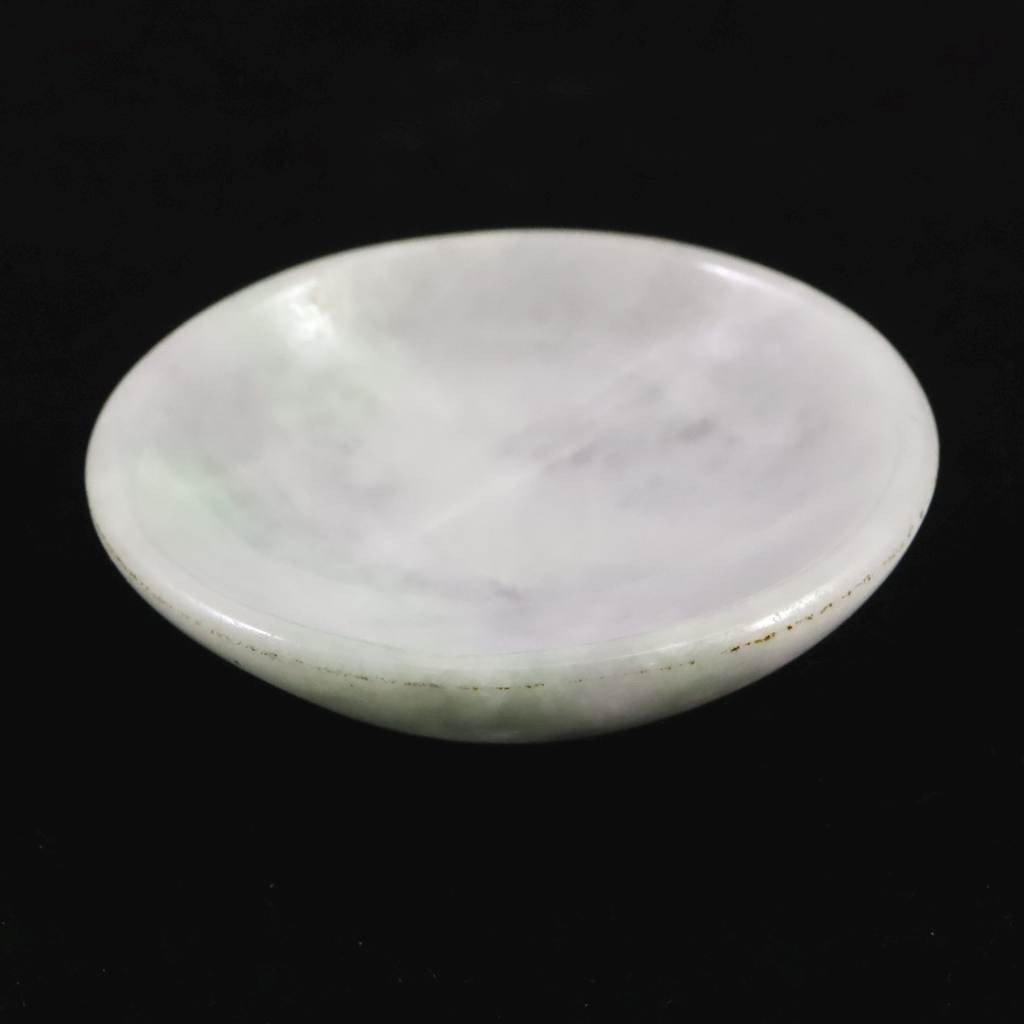 ミャンマー産 ホワイト翡翠 ヒスイ 52mm小皿 36.8g #25945