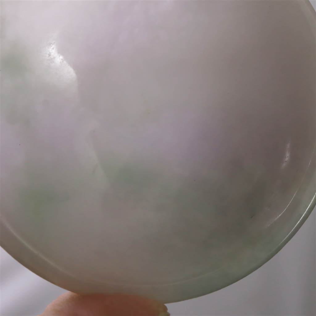 ミャンマー産 ホワイト翡翠 ヒスイ 52mm小皿 36.8g #25945