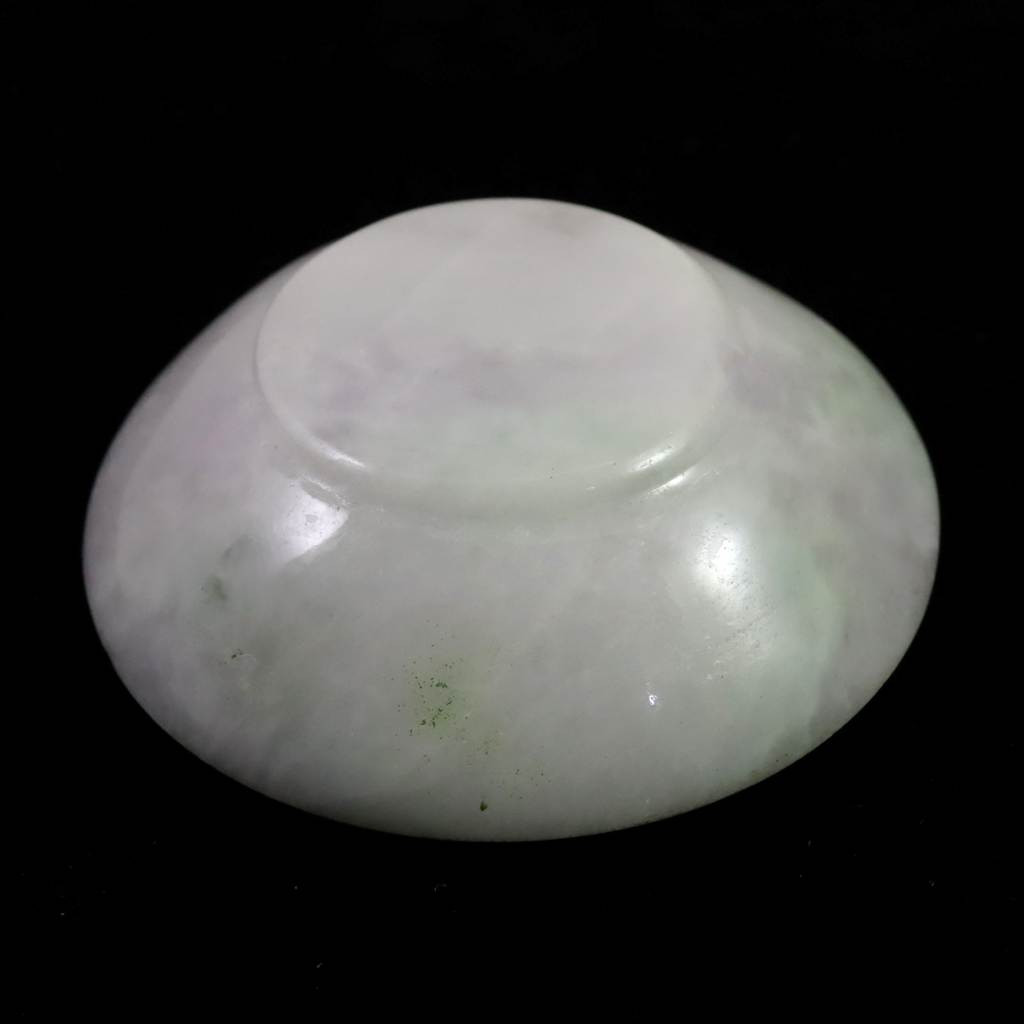 ミャンマー産 ホワイト翡翠 ヒスイ 52mm小皿 36.8g #25945