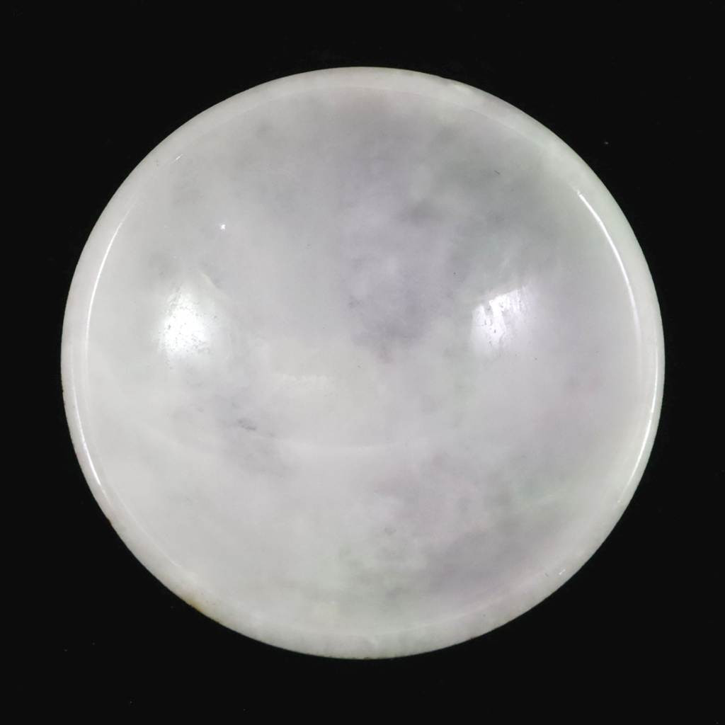 ミャンマー産 ホワイト翡翠 ヒスイ 52mm小皿 36.8g #25945