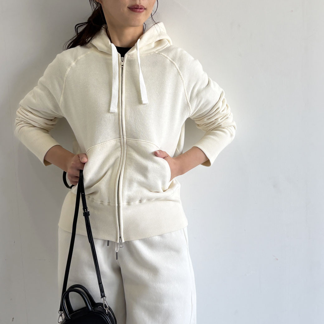 【日本製】French Terry リヨセル混 ショートレングス パーカー＿ナチュラル